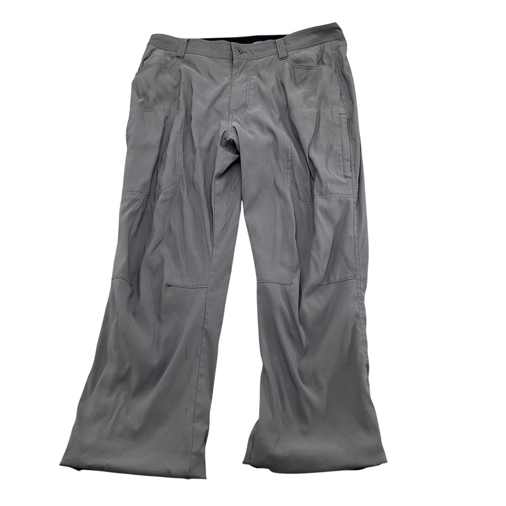 Eddie‎ Bauer Hiking Pants Mens 36W 30L Gray Fleece Lined Cargo Nylon Stretch